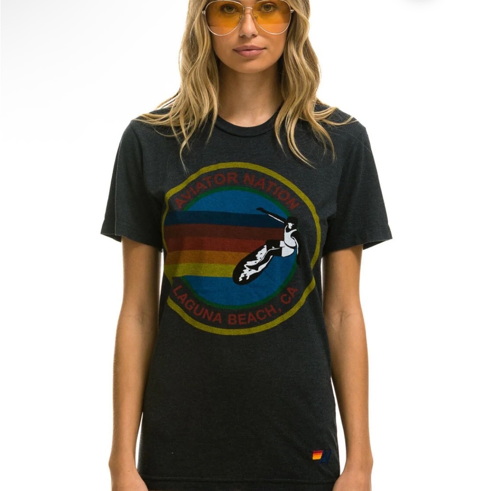 AVIATOR NATION LAGUNA BEACH TEE - CHARCOAL UNISEX MEDIUM